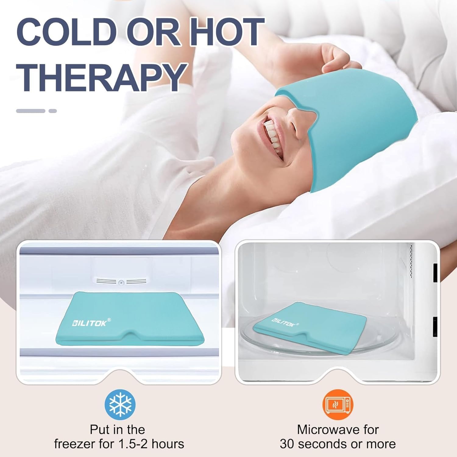 Migraine Relief Cap for Migraines, Headaches, Sinuses, Tension Relief Headache Relief Cap Hot and Cold Therapy Relaxing Thermax Migraine Cap, Migrane Relaxing Cap - Multicolor GenzVybs